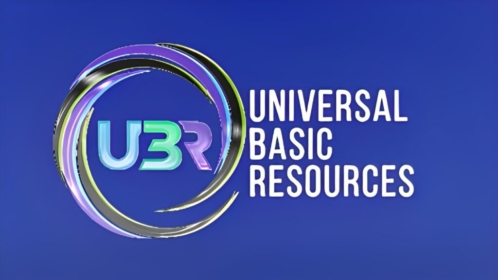 A blue sky with the words universal basic resources written in it.